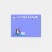Cute happy springing pinguin cartoon illustratie post-it® notes (Voorkant)
