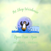 Cute happy springing pinguin cartoon illustratie raamsticker (Vel 3)