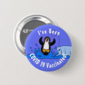 Cute happy springing pinguin cartoon illustratie ronde button 5,7 cm (Voorkant /achterkant)