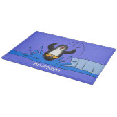 Cute happy springing pinguin cartoon illustratie snijplank (Hoek)