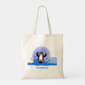 Cute happy springing pinguin cartoon illustratie tote bag (Achterkant)