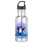 Cute happy springing pinguin cartoon illustratie waterfles  (Voorkant)
