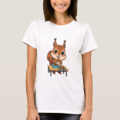 Cute Happy Squirrel Eating Lunch From Bento Boxes T-shirt (Voorkant)