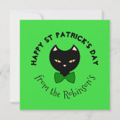 Cute Happy St Patricks Day Black Cat Emerald Green Feestdagenkaart (Voorkant)