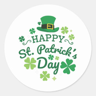 Cute Happy St. Patrick's Day Lucky Celebrate Print Ronde Sticker