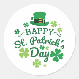 Cute Happy St. Patrick's Day Lucky Celebrate Print Ronde Sticker