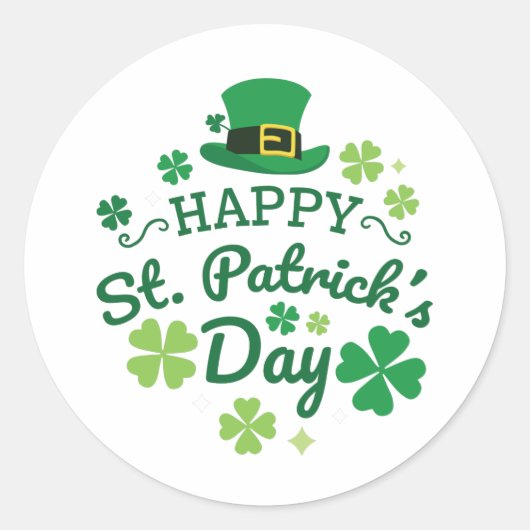 Cute Happy St. Patrick's Day Lucky Celebrate Print Ronde Sticker (Voorkant)