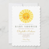 Cute Happy Sun Baby shower Invitation Kaart (Voorkant)