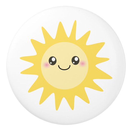 Cute Happy Sun cartoon - kwekerijdecor Keramische Knop (Voorkant)