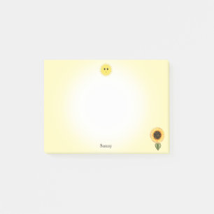 Cute Happy Sun en Sunflower op gele achtergrond Post-it® Notes