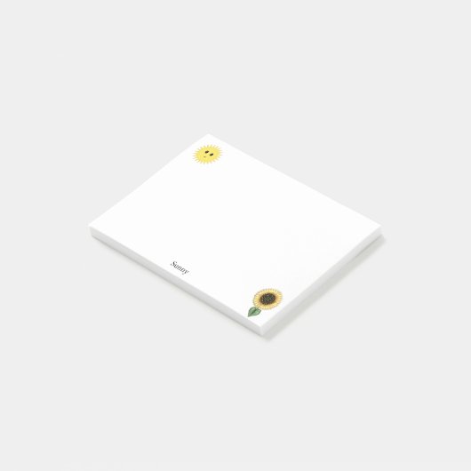 Cute Happy Sun en Sunflower Post-it® Notes (Schuin)