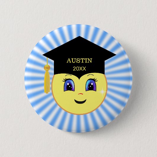 Cute Happy Sun Face Afstuderen Ronde Button 5,7 Cm (Voorkant)