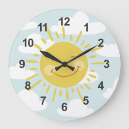 Cute Happy Sun Large Clock Grote Klok