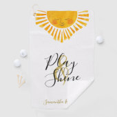 Cute Happy Sun Name Monogram Golfhanddoek (Insitu)