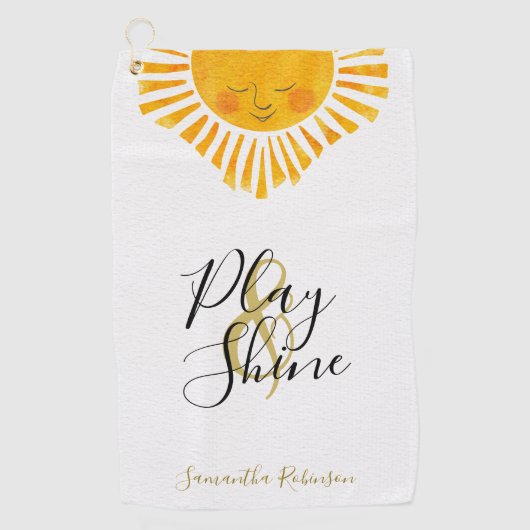 Cute Happy Sun Name Monogram Golfhanddoek (Voorkant)
