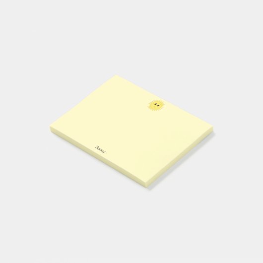 Cute Happy Sun op gele achtergrond Post-it® Notes (Schuin)