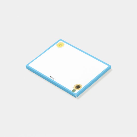 Cute Happy Sun, Sunflower & Light Blue Lijst Post-it® Notes (Schuin)