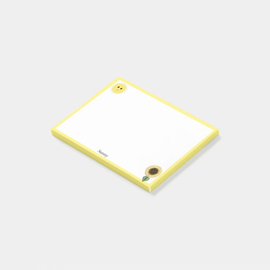 Cute Happy Sun, Sunflower & Yellow Lijst Post-it® Notes (Schuin)