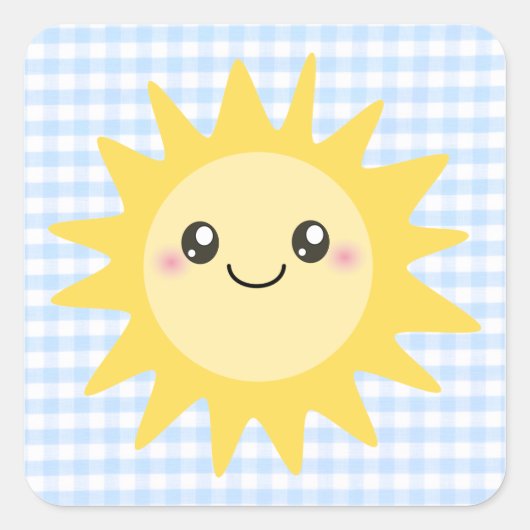 Cute Happy Sun Vierkante Sticker (Voorkant)