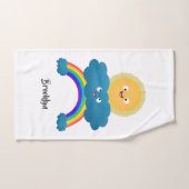 Cute happy sun wolwolk regenboog cartoon bad handdoek (Handdoek)