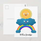 Cute happy sun wolwolk regenboog cartoon briefkaart (Voorkant / Achterkant)