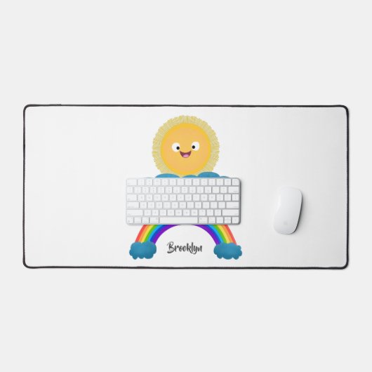 Cute happy sun wolwolk regenboog cartoon bureaumat (Keyboard & Muis)