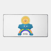 Cute happy sun wolwolk regenboog cartoon bureaumat (Voorkant)