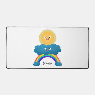 Cute happy sun wolwolk regenboog cartoon bureaumat