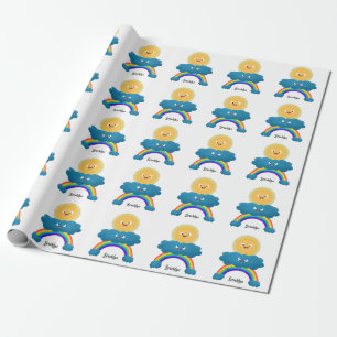 Cute happy sun wolwolk regenboog cartoon cadeaupapier