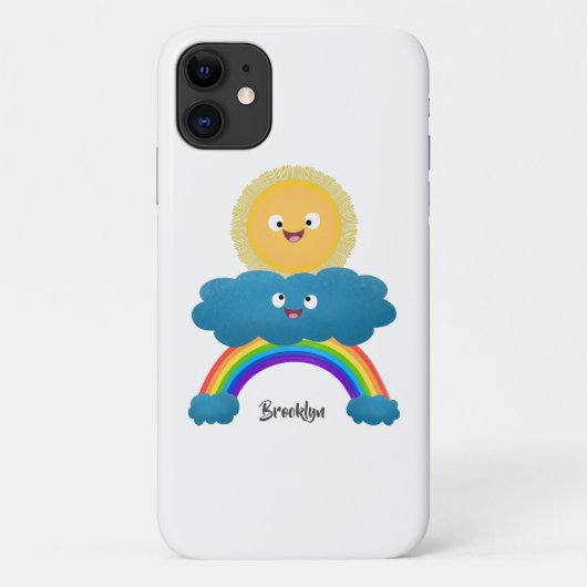 Cute happy sun wolwolk regenboog cartoon Case-Mate iPhone case (Achterkant)