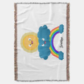 Cute happy sun wolwolk regenboog cartoon deken (Voorkant Verticaal)