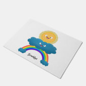 Cute happy sun wolwolk regenboog cartoon deurmat (Schuin)