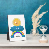 Cute happy sun wolwolk regenboog cartoon fotoplaat (Zijkant)