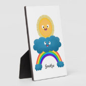 Cute happy sun wolwolk regenboog cartoon fotoplaat (Zijkant)