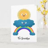 Cute happy sun wolwolk regenboog cartoon kaart (Gele Bloem)