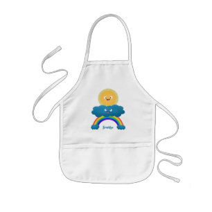 Cute happy sun wolwolk regenboog cartoon kinder schort