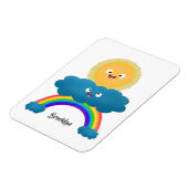 Cute happy sun wolwolk regenboog cartoon magneet (Linkerzijde)