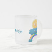Cute happy sun wolwolk regenboog cartoon matglas koffiemok (Voorkant rechts)