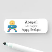 Cute happy sun wolwolk regenboog cartoon naamplaatje (In situ)