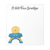 Cute happy sun wolwolk regenboog cartoon notitieblok (Voorkant)