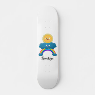 Cute happy sun wolwolk regenboog cartoon persoonlijk skateboard