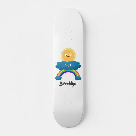 Cute happy sun wolwolk regenboog cartoon persoonlijk skateboard (Voorkant)