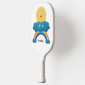 Cute happy sun wolwolk regenboog cartoon pickleball paddle (Links)