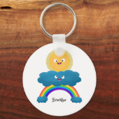 Cute happy sun wolwolk regenboog cartoon sleutelhanger (Voorkant)