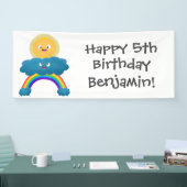 Cute happy sun wolwolk regenboog cartoon spandoek (Beurs)