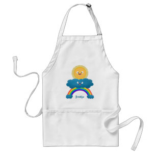 Cute happy sun wolwolk regenboog cartoon standaard schort