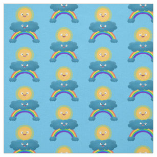Cute happy sun wolwolk regenboog cartoon stof