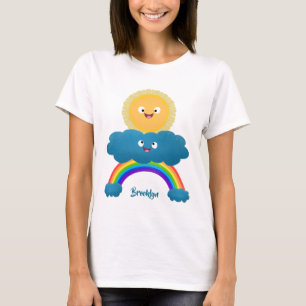 Cute happy sun wolwolk regenboog cartoon t-shirt