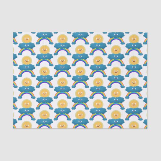 Cute happy sun wolwolk regenboog cartoon tissuepapier (Voorkant)