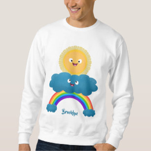 Cute happy sun wolwolk regenboog cartoon trui
